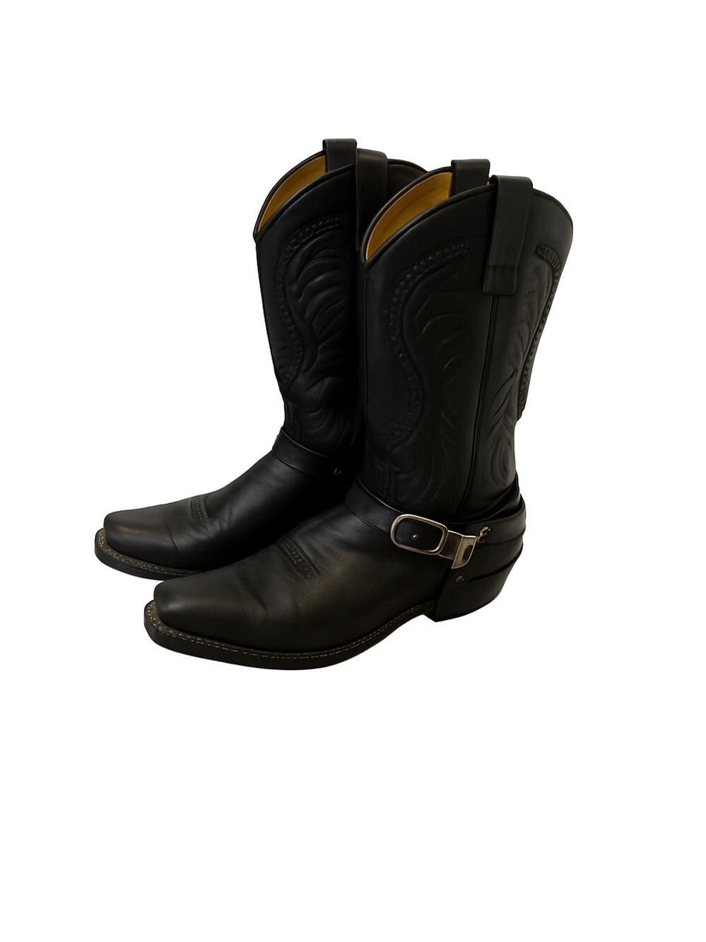 Sendra Black Leather Harness Western Boots 3434 58 Seta Sprinter Men US 10 / 44